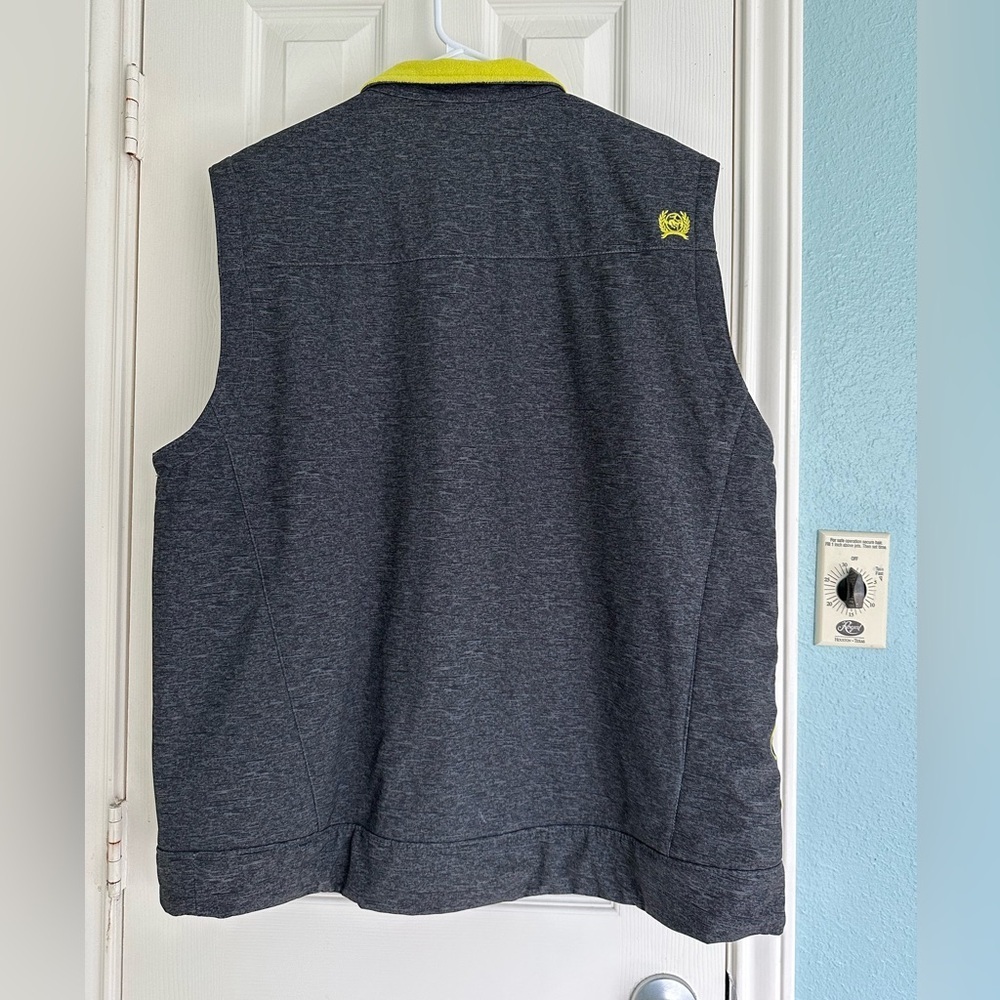 Cinch Vest Mens XL Gray and Yellow Softshell Fleece Lined Zip Pockets Outdoor - Picture 2 of 5